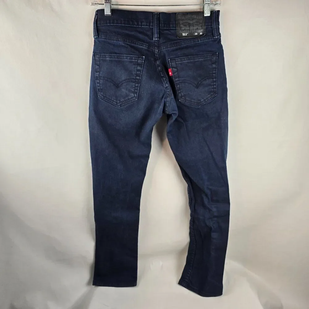 Levis 511 Jeans Mens 28x30 Blue Denim Dark Wash Slim Fit Stretch Rocker Skater